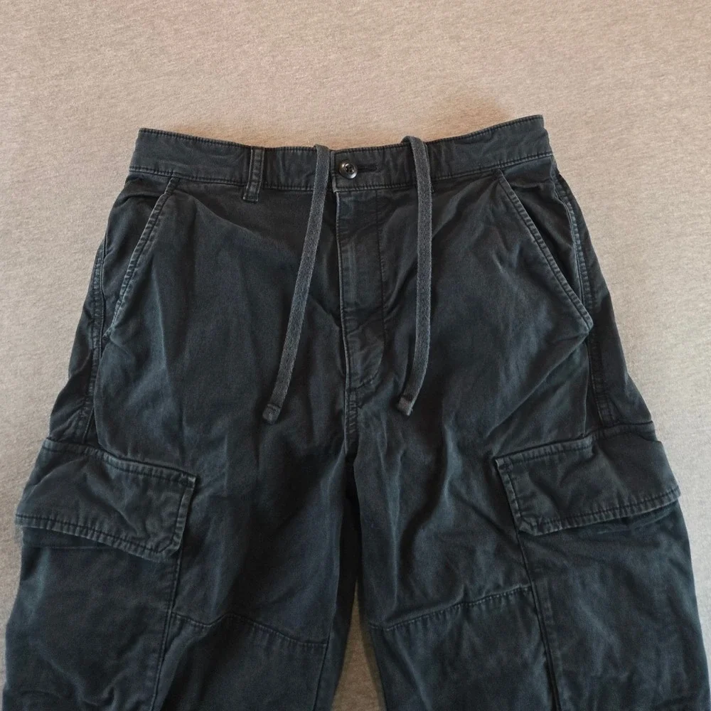 Uniqlo Cargo Pants Mens Small Black Regular Fit Stretch Utility Drawstring